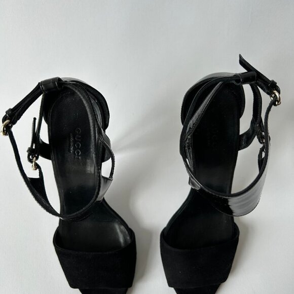 GUCCI VINTAGE SS08 BLACK SUEDE SANDALS SIZE 37.5 - Picture 6 of 9
